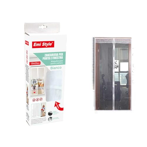 Tenda Zanzariera Magnetica Per Porta Finestra Con Adesivo In Velcro, Zanzariera Anti Insetti, Facile Da Installare (120X220Cm, Bianco)