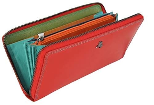Visconti Large Continental Zip Around Purse in Red Or Black Multi SP79 (Red)