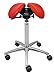 SALLI SwingFit Ferrari Ergonomischer Sattelstuhl mit Rollen, Drehhocker höhenverstellbar Bürostuhl, Rotes Leder Aluminium Fuß - Rot L