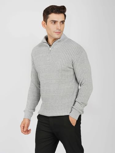 Image of LOQUE Men's Wool Blend Selection Sweater Half Zip High Neck Pullover Warm Casual Winter Wear for Office and Travel