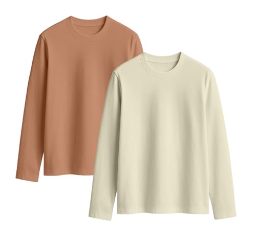 Image of JUNEBERRY Cotton Round Neck Regular Fit Solid Core Full Sleeve T-Shirt Combo for Women & Girls (Pack of 2) (Available Colors: Black, White, Navy, Green,Swanwhite & Cork)
