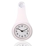 HERCHR Badezimmeruhr Kleine Wanduhr, Baduhr Uhr Für Badezimmer Badezimmeruhr Wasserdicht Mit Haken Für Badezimmer Küche Schlafzimmer, Außenuhr Atomwanduhr Duschuhr(Weiß)