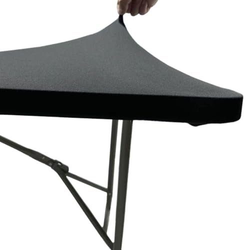 Mantel elástico ajustable rectangular negro lavable de poliéster para mesa de picnic 7