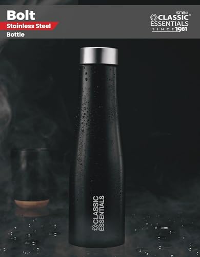 Image of CLASSIC ESSENTIALS Stainless Steel PURO Water Bottle 100% Leak Proof | Office Bottle | Gym Bottle | Hiking & Treking Bottle | Steel Water Bottle 1000 ml Bottle (Set of 2) (Black)