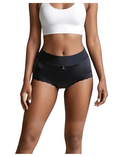 SOLY HUX Women's Satin Silk Briefs Scallop Trim No Show Underwear Lingerie Mid Rise Panties 4 Piece2