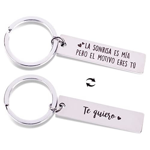 COLOFALLA Porta-chaves casal presente dia dos namorados Eu amo-te, porta-chaves romântico de dupla face o sorriso é meu, mas o motivo é você, PRATEADO, Tamanho único