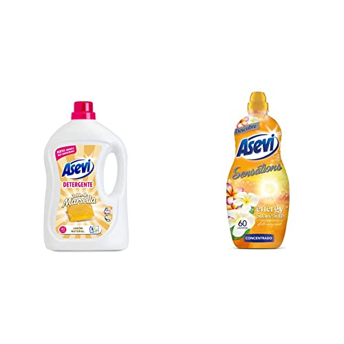 Detergente Asevi Jabón de Marsella 40 dosis + Suavizante Sensations Energy 60 dosis