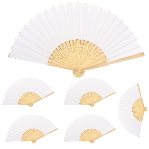 Lista de linea blanca - solo los mejores. 46 6 abanicos de sublimación de bambú, abanico de mano de papel blanco, plegable de bambú, abanicos plegables para actuación, baile de línea y eventos rave