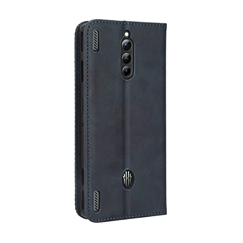 Kukoufey Case for ZTE Nubia Red Magic 8 Pro Leather Case,Case for ZTE Nubia Red Magic 8 Pro+ NX729J Case Flip Pu Leather Cover Blue