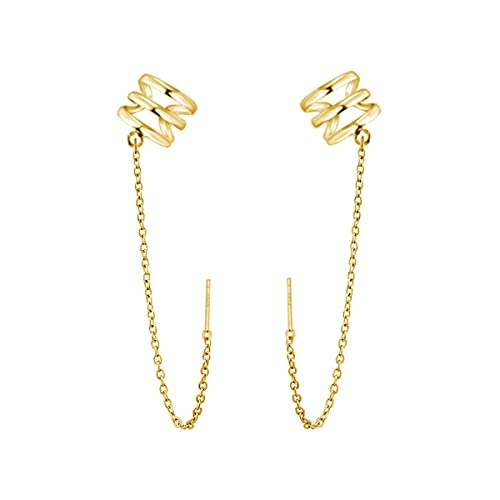 SLUYNZ 925 Sterling Silver Ear Cuff Earrings Chain for Women Crawler Earrings Wrap Helix Climber Earrings