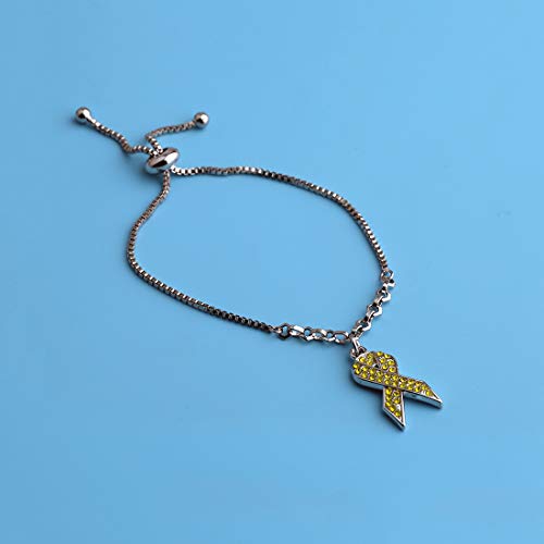 POTIY Yellow Awareness Ribbon Charm Bracelet Bone Cancer Awareness Jewelry Gift for Endometriosis Bladder Cancer (Bracelet) - Image 6