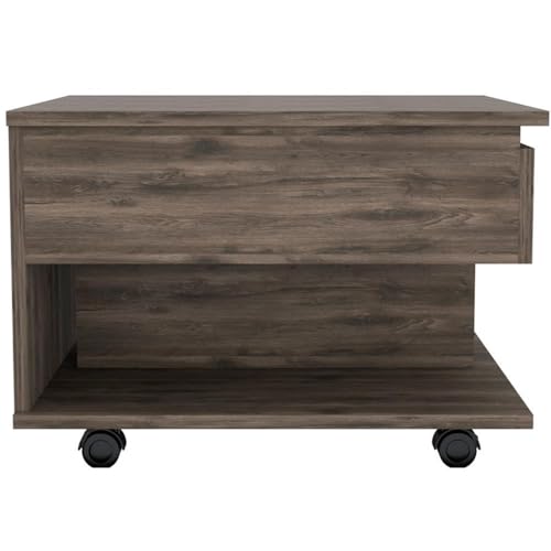 TUHOME Luanda - Mesa de centro con tapa elevable, mesas de centro de madera de ingeniería en color marrón