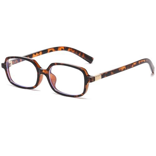 Image of Long Keeper Anti Blue Light Glasses Women Retro 90s Rectangle Blue Light Blocking Glasses Narrow Square Anti Glare Glasses