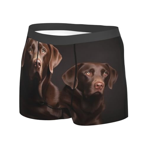 Brown Labrador Retriever Men's Boxer Briefs with Fly Moisture-Wicking Underwear Comfortable Breathable Trunks Boxers2