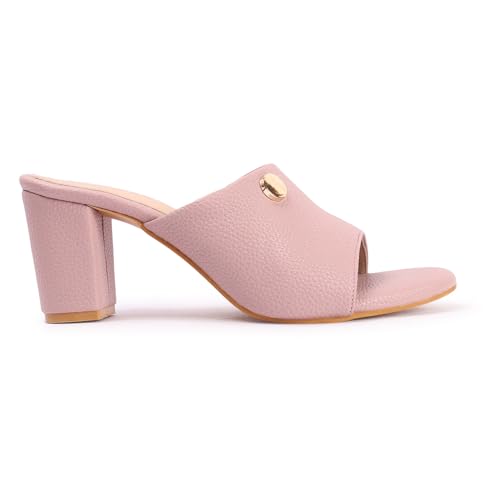 Image of TRASE Women's Slip-On Block Heels Sandals| Fashionable Sandals for Women & Girls | Light weight, Soft Footbed, Comfortable & Stylish - (47068)