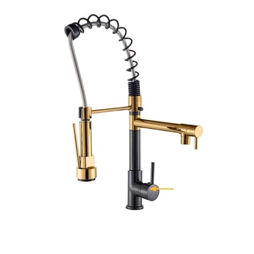 Mitigeur de cuisine Golden Black en laiton avec double bec pivotant élégant