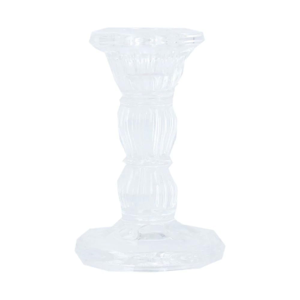Small Glass Candlestick - Clear Moulded glass by Gisela Graham