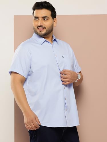 Image of Thomas Scott Men's Premium Slim Fit Casual Shirt | 100% Cotton Twill | Short Sleeves | Spread Collar | Solid Smart Casual Shirt for Men