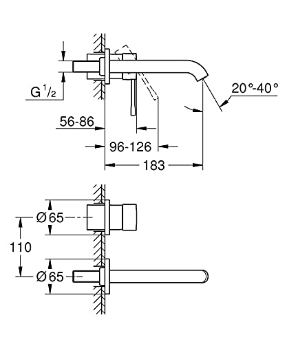 Grohe Essence New - Mischbatterie für den Außenbereich Waschbecken 2 AG 5,7 l M - Brushed Warm Sunset