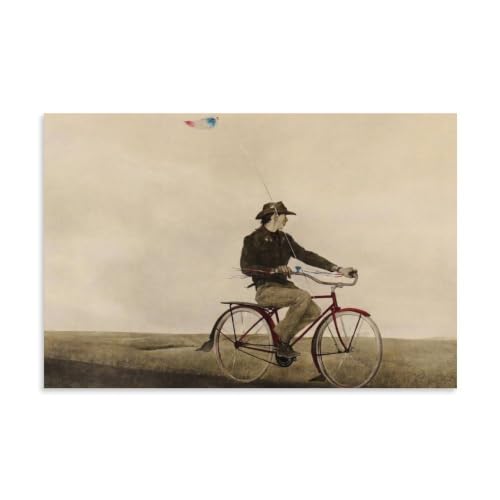 Lienzo decorativo de pared con cuadro El hombre montando una bicicleta de 40,6 x 61 cm