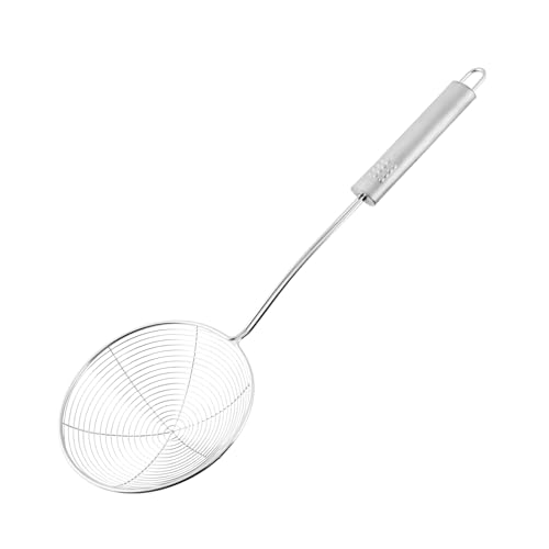 Fackelmann Espumadera de alambre de acero inoxidable, adecuada para escurrir frituras de sartenes y ollas, Color inox, apta para lavavajillas, 36x11,8 cm, 1 ud