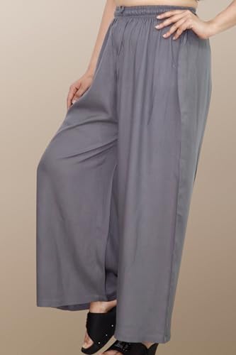 Image of KASANI Women's Solid Rayon Palazzo Pants Regular Palazo