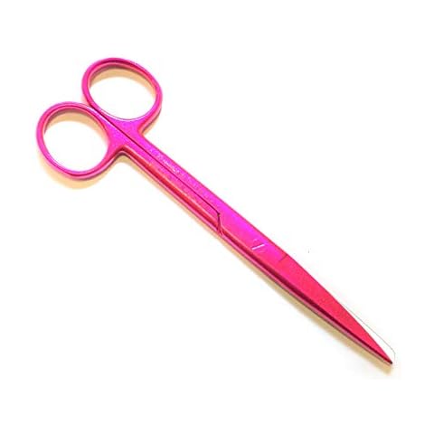 Nursing Scissors, Dressing Scissors 14.5cm, Pet Grooming, First Aid, Home Use … (14sm STR Sharp/Blunt, Pink Glitter) Cover