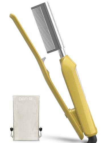 DAN Technology V-Shaped Hot Comb for Wigs &amp; Natural Black Hair, Dual Voltage 100–240V Pressing Comb with 3 Heat Settings (350–450°F)-Large
