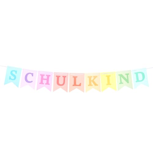 Yuanchu Schulkind Girlande für Einschulung Deko Mädchen Jungs Pastell Banner aus Papier Hänge Deko für Schuleinführung und Schulanfang Feier