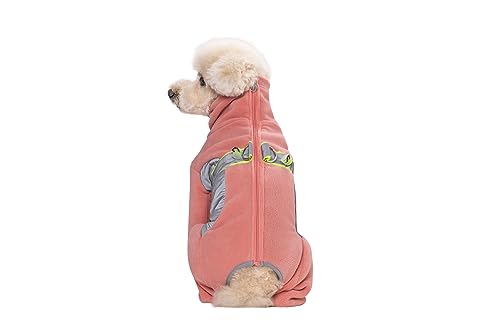 BT Bär Fleece Mantel für Hunde,4-Bein Ganzkörperjacke mit D Ring reflektierend,Verstellbarer Jumpsuit Reißverschluss Haustier Warme Wintermäntel für kleine Hunde Mittlere Hunde(XL,Rosa)