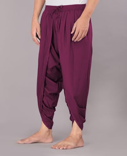 Image of Urali Men's Solid 100% Cotton Dhoti Pants - D100A