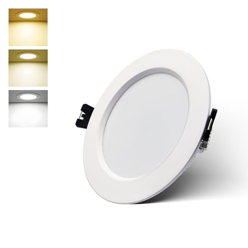 FWoche Foco empotrable LED 10W Ultra plano 230V, focos de techo luces empotrables Downlight 3000K blanco cálido 6000K blanco frío 4000K blanco neutro para baño, sala de estar