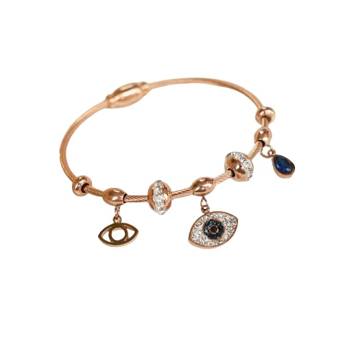 MIAMI evil eye bracelet for woman Evil Eye Bangles for women Anti Tarnish Stylish Adjustable Bracelet for girls Rose gold Kada for Women Accessories Jewellery Women Girls friendship crystal - M734 (B0CY8SZ56Z) Amazon Price History, Amazon Price Tracker
