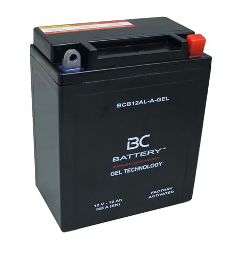 BC BATTERY Batería de arranque para motocicleta con GEL 12V 12Ah BCB12AL-A-GEL Moto&Scooter, sellada y precargada sin mantenimiento similar a YB12AL-A/A2