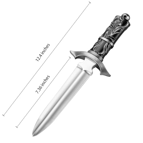 Hapdream 2 Pcs Fake Foam Dagger, Realistic Fake Short Sword Knife Role-Play Accessory, Martial Arts Weapons Prop for Play Fighting, Halloween Cosplay and Assassins Costume Accessory