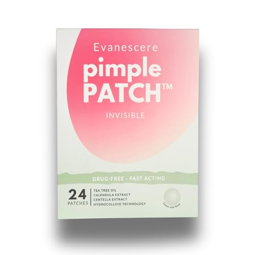 Evanescere pimple PATCH™ - Invisible - Made with Natural Extracts and Hydrocolloid for Blemishes, Zits, Acne, and Pimples | 24 Cruelty-Free Patches