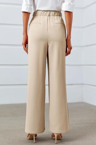 Image of Cicy Bell Womens Side Split Dress Pants Wide Leg Business Casual Trousers
