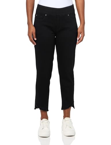 SLIM-SATION Women's Pull-on Five-Pocket Angled Fringe Hem Ankle Jean