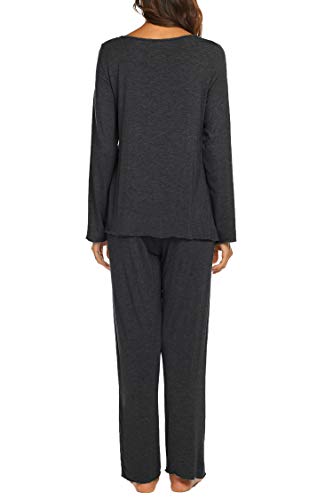 Image of Ekouaer Womens Pajama Sets 2 Piece Lounge Set Fall Winter Pajamas Long Sleeve Pjs Top and Pants Soft Pj Sets Loose Sleepwear
