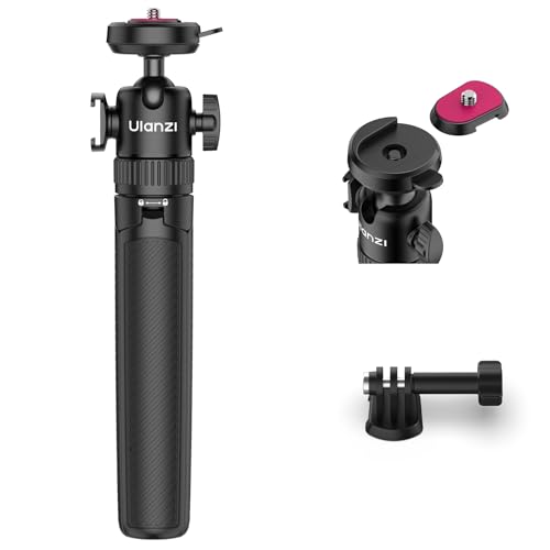 Image of ULANZI MT90 2-in-1 Selfie Stick Tripod with CKA Quick Release, 5-Section Adjustable Aluminum Stand, 360 Ball Head & Cold Shoe for GoPro Hero /DJI Osmo Action /Insta360, Compact Cameras