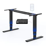 FLEXISPOT Height Adjustable Electric Desk Frame with 2 Powerful Motors, Triple Telescope, Memory Control, USB Charging & Anti-Collision System (Plus Black)