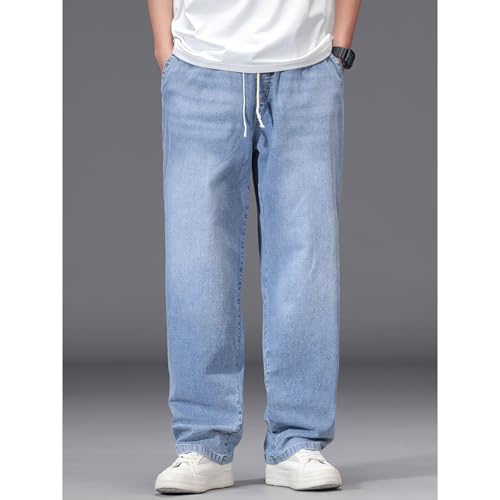 Plus Size Baggy Jeans for Men Stretchy Straight Loose Jett Jeans Drawstring Waist Pull On Denim Sweatpants L-5XL2