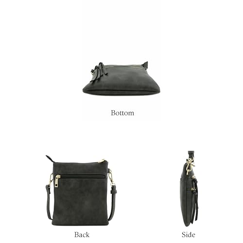 Image of Isabelle Small Lightweight Shoulder Bag for Women, Mini Multi Zipper Pocket Crossbody Handbag with Adjustable strap