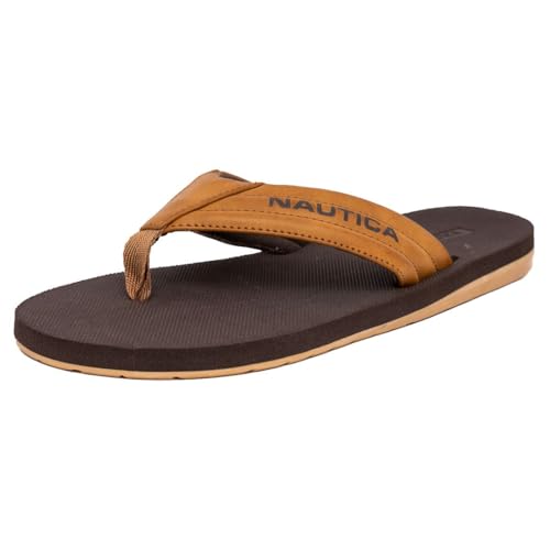 Image of Nautica Men's Flip Flop Shower Sandals Slides - Comfortable Waterproof Beach Footwear Slip-On Thong (Medium /Wide Width)