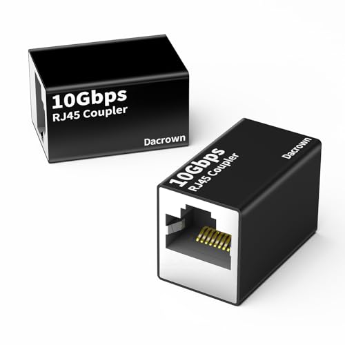 Dacrown RJ45 Ethernet Coupler 10Gbps, 2Pack Extender Adapter for Cat8 Cat7 Cat6 Cat5 Cat5e Ethernet...