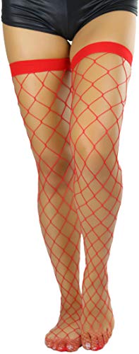 Image of ToBeInStyle Women's Vibrant Large Net Fishnet Thigh High Elastic Nylon Novelty Stockings
