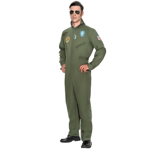 Spooktacular Creations Men's Fighter Pilot Jumpsuit Costume with Accessory - image 4