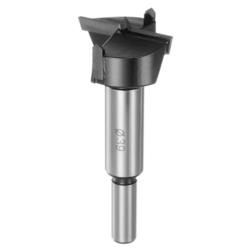 HARFINGTON Forstner Drill Bit 39mm (1-17/32) Tungsten Carbide Wood Forstner Bit Opener Cutter for Hinge Hole Drilling Woodworking, Black