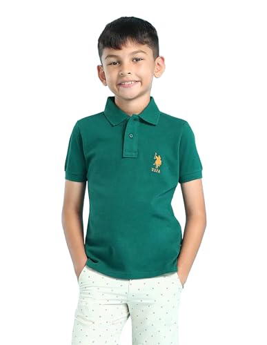 Image of U.S. Polo ASSN. Knitted Boys Polo T-Shirts - Soft Cotton Fabric, Ribbed Polo Collar, Regular Fit T Shirt for Kids