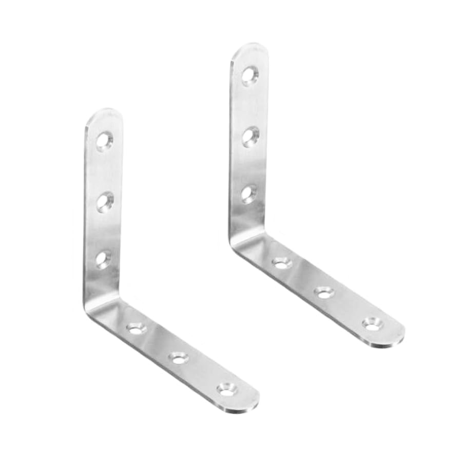 Heavy Duty Stainless Steel L-Shaped Corner Brackets - 90 Degree Wall Shelf Support, Metal Right Angle Shelf Braces (2pcs, 100x100x19mm)